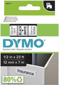 img 4 attached to 🏷️ DYMO Standard D1 43610 Labeling Tape: Black Print on Clear Tape, 1/2'' W x 23' L, 1 Cartridge - DYMO Authentic Quality
