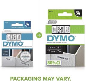 img 3 attached to 🏷️ DYMO Standard D1 43610 Labeling Tape: Black Print on Clear Tape, 1/2'' W x 23' L, 1 Cartridge - DYMO Authentic Quality
