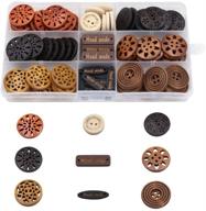 🧵 set of 100 assorted wood buttons - black, brown, and beige - 4 hole mixed sewing art diy craft supplies kit with storage box logo