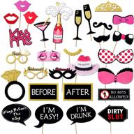 🎉 bachelorette party photo booth props kit - girls night out games and decorations for weddings (30 count) logo