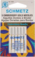 🧵 schmetz 1824 embroidery needles, 11/75, pack of 5 - premium gold coated needles for embroidery projects logo