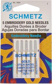 img 1 attached to 🧵 Schmetz 1824 Embroidery Needles, 11/75, Pack of 5 - Premium Gold Coated Needles for Embroidery Projects