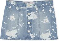 the children's place girls tie-dye button-up denim skirt logo