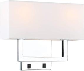 img 2 attached to 🛋️ Permo 2-Lights Wall Sconce Light Fixture - Chrome Finish, White Textile Shades, On/Off Switch - Ideal for Living Room, Bedside, Nightstand