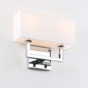 img 1 attached to 🛋️ Permo 2-Lights Wall Sconce Light Fixture - Chrome Finish, White Textile Shades, On/Off Switch - Ideal for Living Room, Bedside, Nightstand