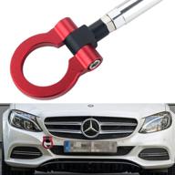 dewhel red front bumper eye towing tow hook relocator for mercedes w204 c-class w212 e-class c117 cla-class w221 s-class w166 ml x204 glk - bolt on, no drill solution logo