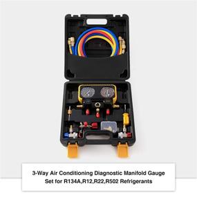 img 3 attached to 🌀 Orion Motor Tech AC Manifold Gauge Set for R134a R12 R22 R502 Refrigerants, Automotive AC Gauge Set with 5' Hose, Precision Refrigerant Gauge Kit, ACME Tank Adapters, Adjustable Couplers, Can Tap