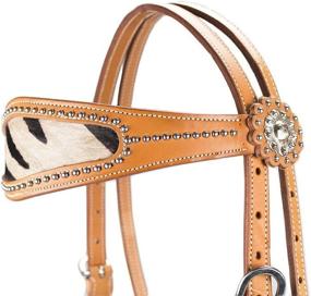 img 1 attached to 🦓 Wild Side Zebra Print Western Browband Headstall - Full Horse Size by Tahoe Tack USA Leather