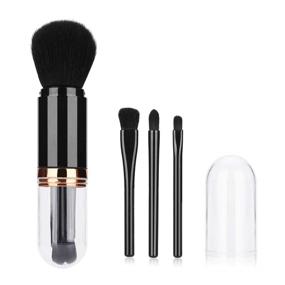 img 4 attached to 💄 Ibellene Portable Makeup Brush Set: 4-in-1 Telescopic Brushes Kit with Lids, Ideal for Travel & Household Use