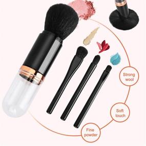 img 1 attached to 💄 Ibellene Portable Makeup Brush Set: 4-in-1 Telescopic Brushes Kit with Lids, Ideal for Travel & Household Use