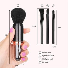 img 2 attached to 💄 Ibellene Portable Makeup Brush Set: 4-in-1 Telescopic Brushes Kit with Lids, Ideal for Travel & Household Use