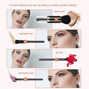 img 3 attached to 💄 Ibellene Portable Makeup Brush Set: 4-in-1 Telescopic Brushes Kit with Lids, Ideal for Travel & Household Use