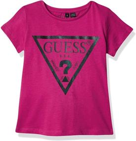 img 3 attached to 🌟 Прекрасная девочки GUESS Футболка с короткими рукавами с блестящим логотипом Classic Triangle: Блеск в стиле!