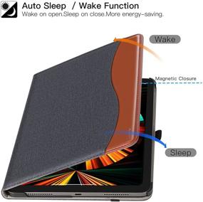 img 1 attached to 📱 ZtotopCases Premium PU Leather iPad Pro 12.9 Case 2021: Multiple Viewing Angles, Auto Sleep/Wake, Pencil Charging - Denim Black