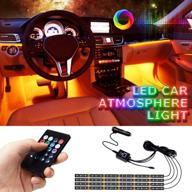 🚗 letour car interior lights - 4pcs 72 led rgb multi color music car led strip lights, waterproof underdash lighting kits with wireless remote control & music sensor, dc 12v car charger included logo