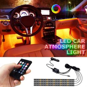 img 4 attached to 🚗 LETOUR Car Interior Lights - 4pcs 72 LED RGB Multi Color Music Car LED Strip Lights, Waterproof Underdash Lighting Kits with Wireless Remote Control & Music Sensor, DC 12V Car Charger Included