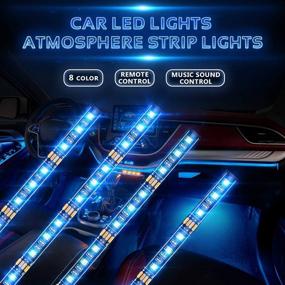 img 2 attached to 🚗 LETOUR Car Interior Lights - 4pcs 72 LED RGB Multi Color Music Car LED Strip Lights, Waterproof Underdash Lighting Kits with Wireless Remote Control & Music Sensor, DC 12V Car Charger Included