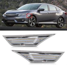 img 1 attached to 🚘 Оригинальные фонари бокового маркера Honda Civic/Sedan: янтарные светодиоды, прозрачная линза, с белыми светодиодами в режиме дневных ходовых огней (2016-2020)