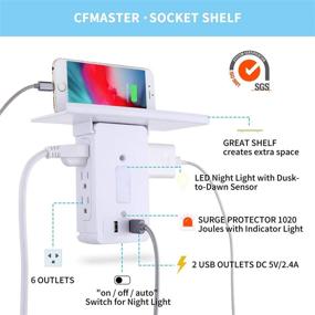 img 3 attached to 🔌 Универсальный расширитель розетки с защитой от напряжения и USB, ночным светом и многофункциональным стеновым увеличителем розетки - улучшите возможности зарядки и питания!