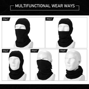 img 1 attached to 🧣 Kids Balaclava Hat Winter Ski Face Covering Windproof Thermal Neck Warmer Gaiter for Cold Weather Outdoor Sports - 3 Pieces