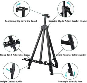 img 1 attached to 🎨 Dolicer 66" Art Easel Stand: Adjustable Aluminum Tripod Display for Artists - Ideal for Field, Floor, and Tabletop - Portable Bag Included