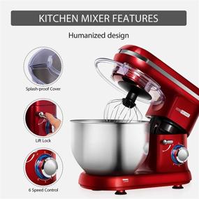 img 1 attached to 🔴 VIVOHOME Stand Mixer with 650W Power, 6 Speeds, 6 Quart Capacity, Tilt-Head Design, Beater, Dough Hook, Wire Whip - Red