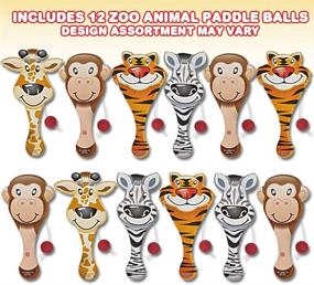 img 3 attached to 🦓 ArtCreativity Zoo Animal Paddle Balls: Pack of 12, 9-Inch Wooden Paddleball Set with String - Assorted Designs - Perfect Party Favors, Goodie Bag Fillers, and Fun Activity Toys for Kids