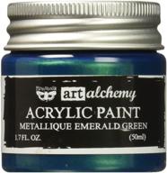 🎨 prima marketing finnabair art alchemy acrylic paint - metallique emerald green, 1.7 fl. oz logo
