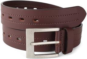 img 3 attached to 👔 Authentic Antique-Finished Men's Belts: Genuine Leather Stitched Accessories