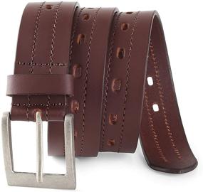 img 4 attached to 👔 Authentic Antique-Finished Men's Belts: Genuine Leather Stitched Accessories