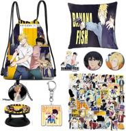 🍌 oakye banana fish manga gift set: drawstring bag, stickers, necklace, bracelet, button pin - perfect gifts for kids, girls, and teens (a) logo