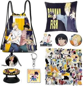 img 1 attached to 🍌 OAKYE Banana Fish Manga Gift Set: Drawstring Bag, Stickers, Necklace, Bracelet, Button Pin - Perfect Gifts for Kids, Girls, and Teens (A)