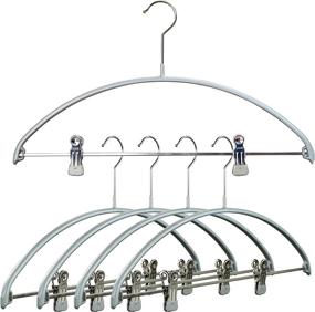 img 4 attached to 👖 Reston Lloyd Euro Series Non-Slip Space Saving Clothes Hanger Pant Bar with Two Clips for Pants & Skirts, Style 40/PK, Set of 5, Silver - MAWA