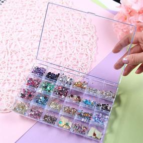 img 3 attached to 💅 BornBeauty 24-Slot Empty Clear Nail Art Decoration Storage Box: Nail Glitter, Rhinestone, Crystal Accessories Container