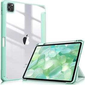 img 4 attached to 📱 Fintie Hybrid Slim Case for iPad Pro 11-inch (3rd Generation) 2021 - [Built-in Pencil Holder] Shockproof Cover with Clear Transparent Back Shell, Compatible with iPad Pro 11" 2nd Gen 2020, Green