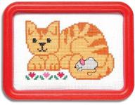 🧵 crafty cross-stitch: easystreet friendly cat with mouse counted cross-stitch kit logo