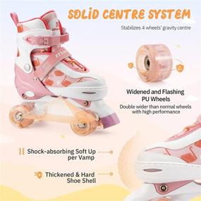 img 2 attached to 🛼 Marcent Adjustable Roller Skates for Kids, Boys and Girls Skates with Light-Up Wheels, Toddlers Beginners Youth Outdoor Indoor