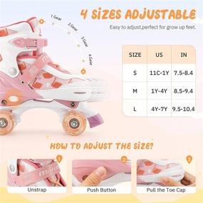 img 3 attached to 🛼 Marcent Adjustable Roller Skates for Kids, Boys and Girls Skates with Light-Up Wheels, Toddlers Beginners Youth Outdoor Indoor