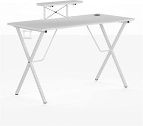 img 3 attached to 🎮 White Gaming Desk by Flash Furniture - 51.5&quot; Computer Table for Gamers with Cup Holder, Headphone Hook, and Monitor/Smartphone Stand