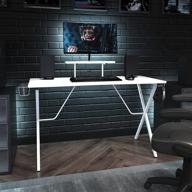 🎮 white gaming desk by flash furniture - 51.5&quot; computer table for gamers with cup holder, headphone hook, and monitor/smartphone stand логотип