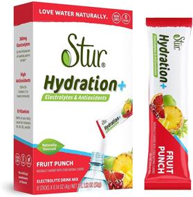 img 4 attached to Stur Electrolyte Hydration Powder - High Antioxidants, B Vitamins, Sugar Free, Non-GMO - Daily Hydration, Workout Recovery, Wellness & More - Naturally Delicious Fruit Punch (96 Packets)