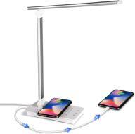 💡 modern white led desk lamp with wireless charger, usb charging port and adjustable light for home office, college dorm room - ideal student study lamp and birthday gift логотип