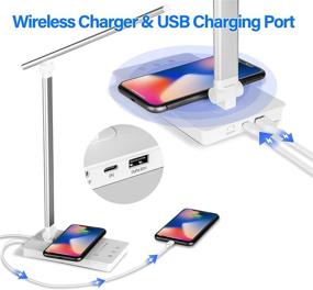 img 1 attached to 💡 Modern White LED Desk Lamp with Wireless Charger, USB Charging Port and Adjustable Light for Home Office, College Dorm Room - Ideal Student Study Lamp and Birthday Gift