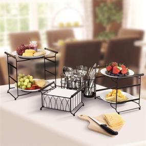 img 2 attached to 🍽️ Sorbus Buffet Caddy 7-Piece Set - Plate, Napkin, and Silverware Holder - 3-Tier Detachable Organizer for Kitchen, Dining, Entertaining & Parties - Thanksgiving Black