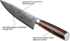 img 3 attached to Jourmet 3PC Damascus Knife Set: Japanese VG10 Super Steel Core, 67-Layer Handmade PAKKA Wood Handle, S/S 430 Bolster - Chef's Essential!