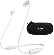 sleek sony wi-c310 wireless in-ear headphones (white) bundle: includes hard shell earphone case logo