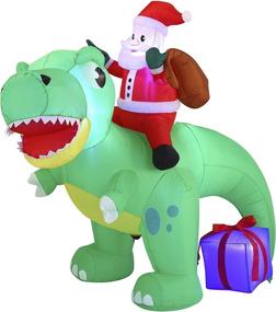 img 3 attached to 🦖 Joiedomi 6FT Santa Ride on Dinosaur Inflatable: Festive Xmas Party Decor with LED Lights for Indoor, Outdoor, Yard & Garden