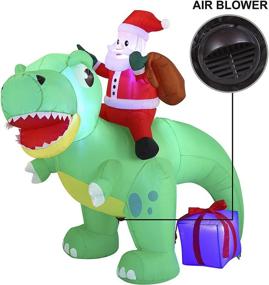img 1 attached to 🦖 Joiedomi 6FT Santa Ride on Dinosaur Inflatable: Festive Xmas Party Decor with LED Lights for Indoor, Outdoor, Yard & Garden