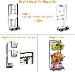img 1 attached to 🥦 Подставка для проволочных корзин Packism Wire Market Basket Stand - трехуровневая подставка для столешницы с съемными проволочными корзинами для фруктов, овощей, закусок, картофеля - многофункциональная металлическая корзина для хранения в кухне, ванной, кладовой.