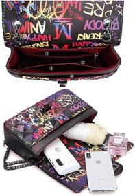 img 1 attached to Сумки через плечо Wxnow Crossbody: Модные женские сумки и кошельки с граффити в стильных плечевых сумках